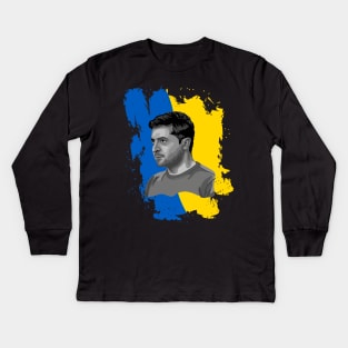 Volodymyr Zelensky Portrait Kids Long Sleeve T-Shirt